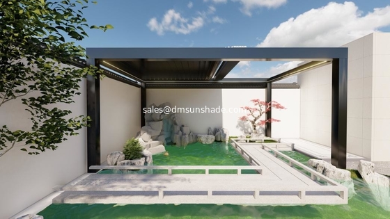 Roof Sunshade Systems Retractalbe Aluminum Blade  Motorized Pergola