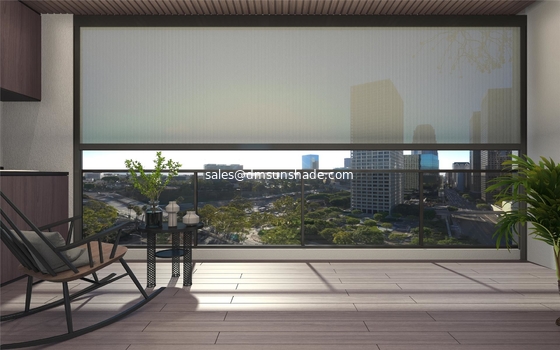 Outdoor Smart Window Sunshade/Windproof Roller Awning Zip Track Blinds