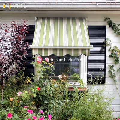 Aluminium Retractable Window Awnings Polyester Acrylic Drop Arm Awnings