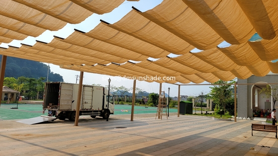 Outdoor& indoor Motorized Wave Sliding Awning Shade Sail สายเรือที่ใช้เครื่องยนต์
